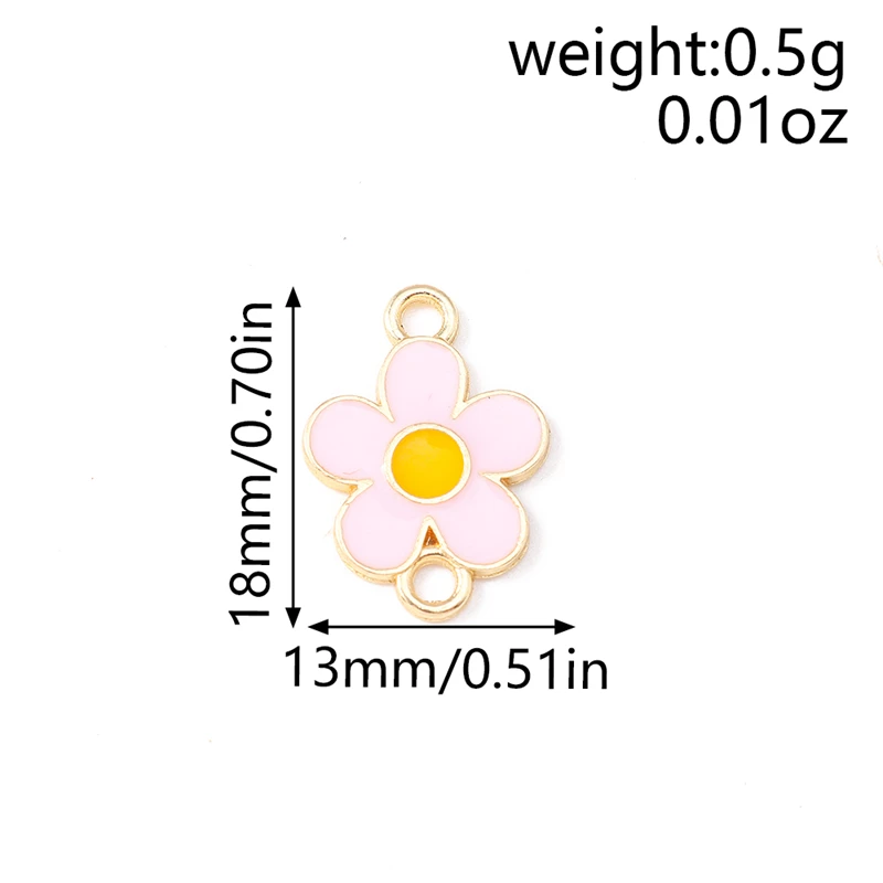 10 Stück 13x18mm Niedliche Bunte Emaille-Blumen-Verbinder für Schmuckherstellung Halsketten Armbänder Ohrringe DIY Handgemachte Bastelzubehör – Detail 1