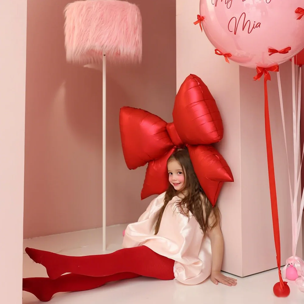 21-teiliges Schleifen- und Bonbon-förmiges Ballonset in Rot und Rosa für Geburtstagsfeiern, Babypartys, Verlobungen, Hochzeiten, Festdekorationen – Detail 4