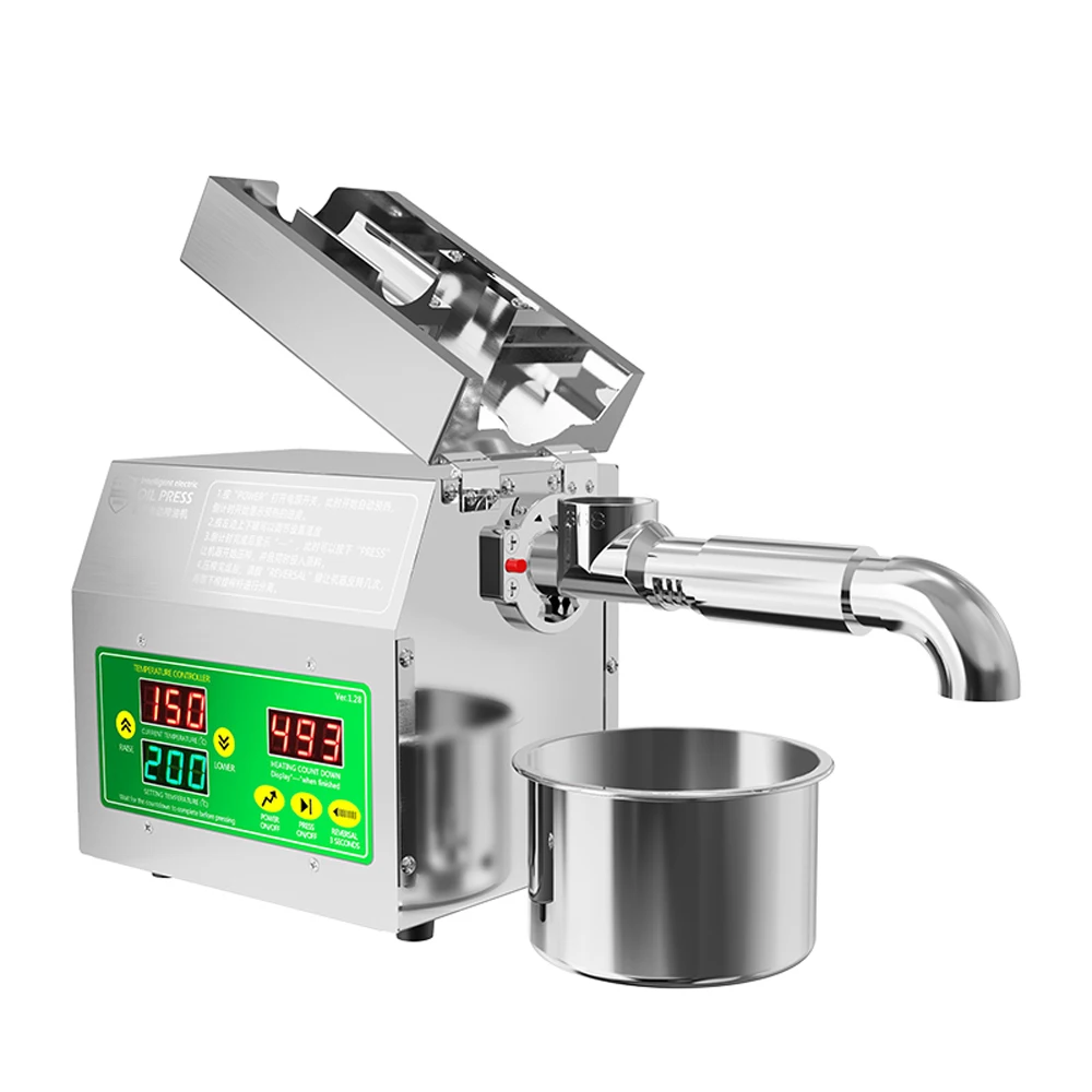 820W Electric Oil Press Machine Cold Hot Pressing Modes Seed Oil Maker 40-240℃ Intelligent Temperature Control