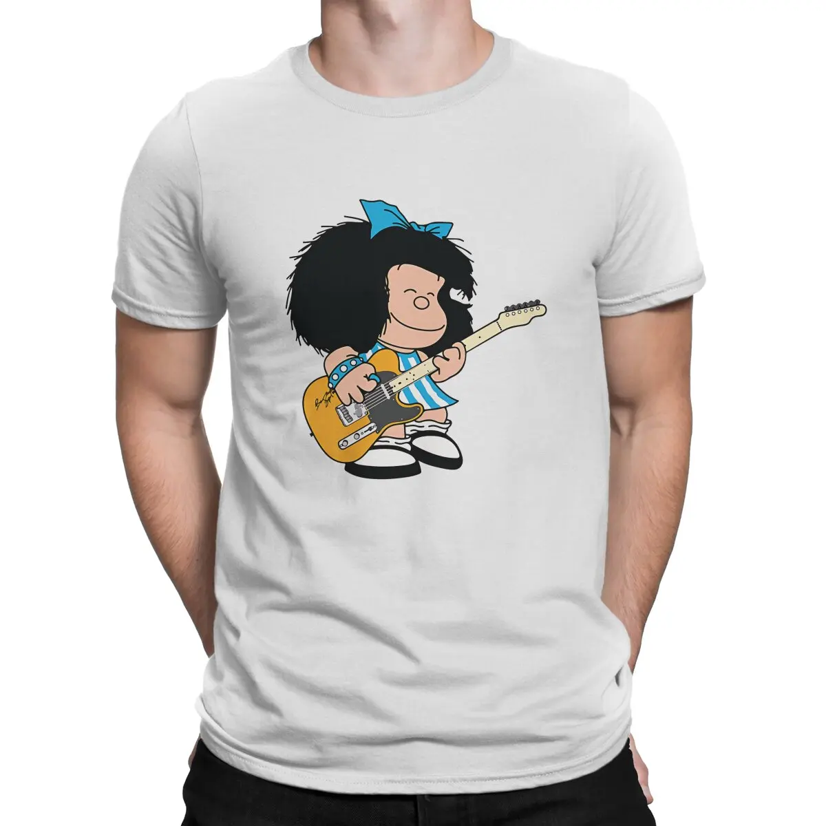 Playing Guitar Music MAFALDA T Shirt Fashion O-Neck TShirt Polyester Clothes