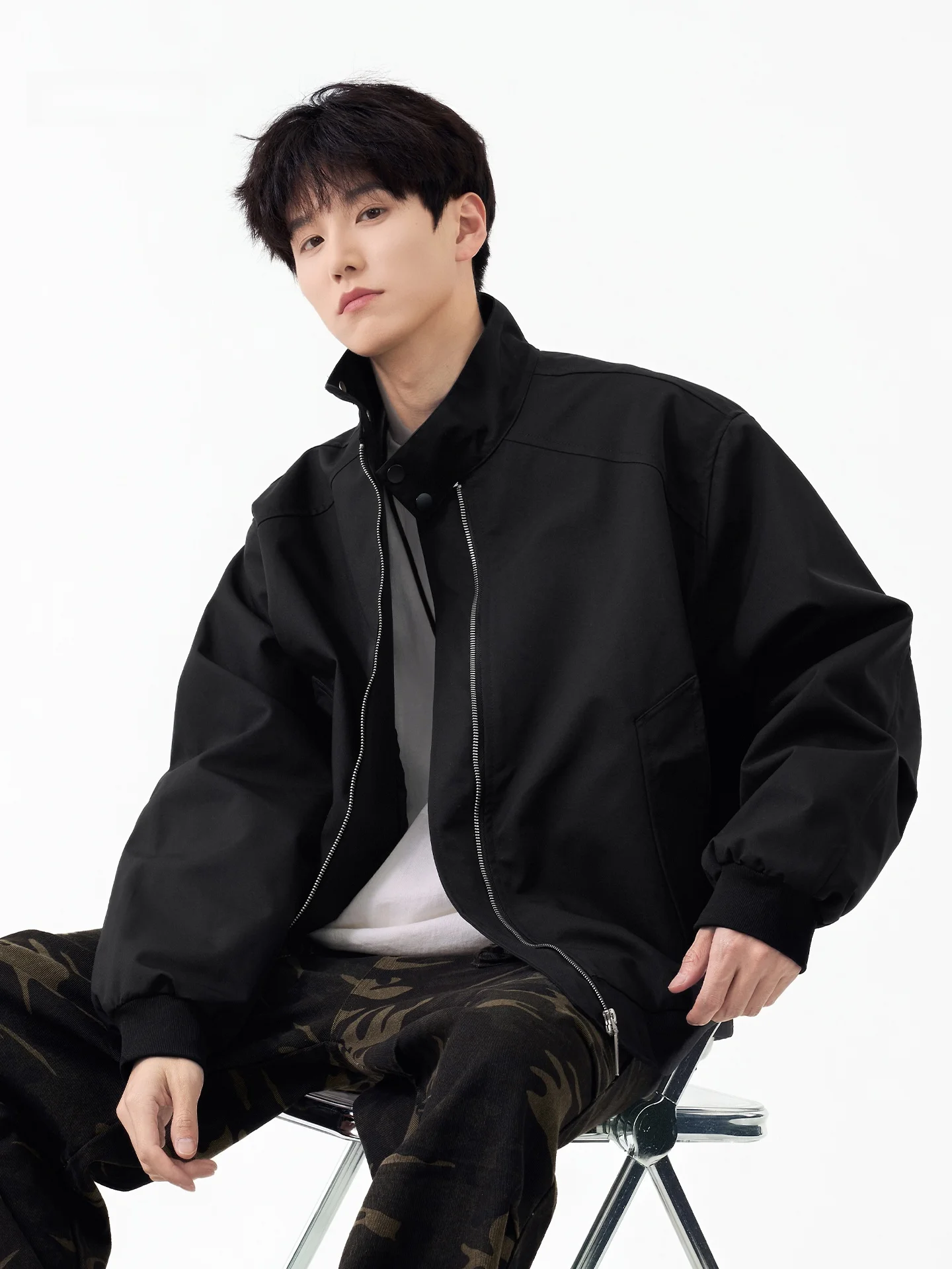 

Harringtion Pilot Collar Jaet Men's Casual Loose Fit Autumn Faion Brand American Retro High-End Feeling Haome Outerwear