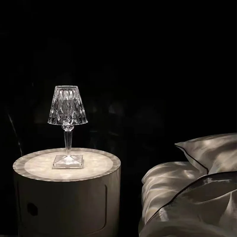 MANVIV-lámpara de mesa de diamante con Control táctil, lámparas de escritorio de cristal USB, luz de ambiente romántico para regalo de fiesta, luz nocturna