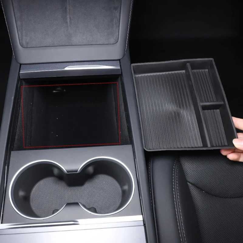 Auto-Armlehnen-Aufbewahrungsbox, versteckte Ablagebox, Mittelkonsolen-Organizer für Tesla Model 3 5YJ3 2023-2026, Model Y 5YJY 2025-2026