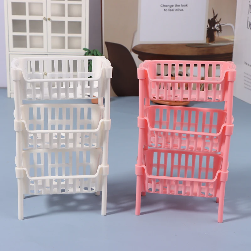 1/12 Dollhouse Mini Food Fruit Storage Baskets Dolls House Stackable Basket Dollhouse Decoration Accessories