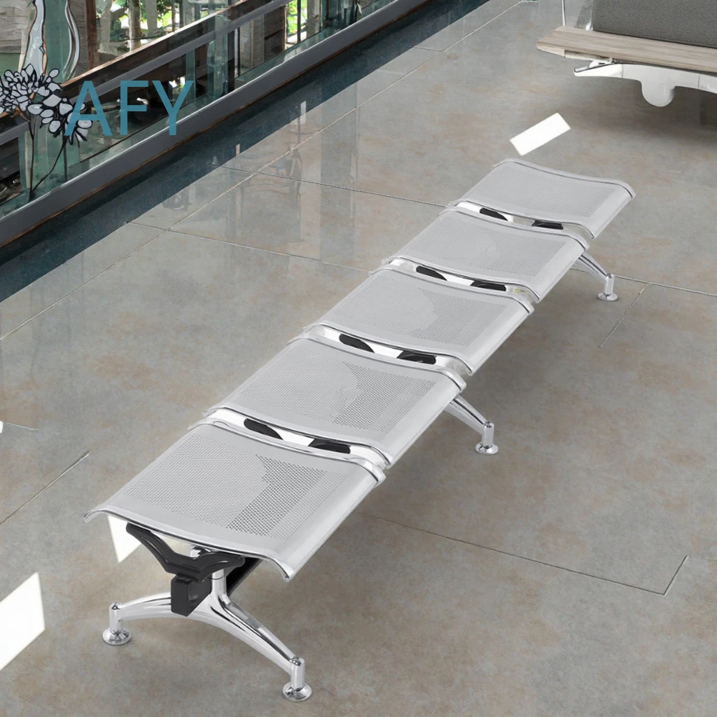 5-Seater Airport Hospital Bench Chair for Mall School Outdoor Use Stainless Steel Waiting Seating Furniture Public Space
