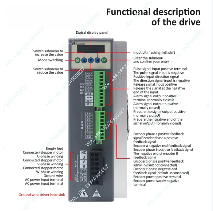 6.9a AC150V~250V stepper motor driver 1000PPR 24/28/35/50N. m 3D/CNC 3-phase Nema51 kit