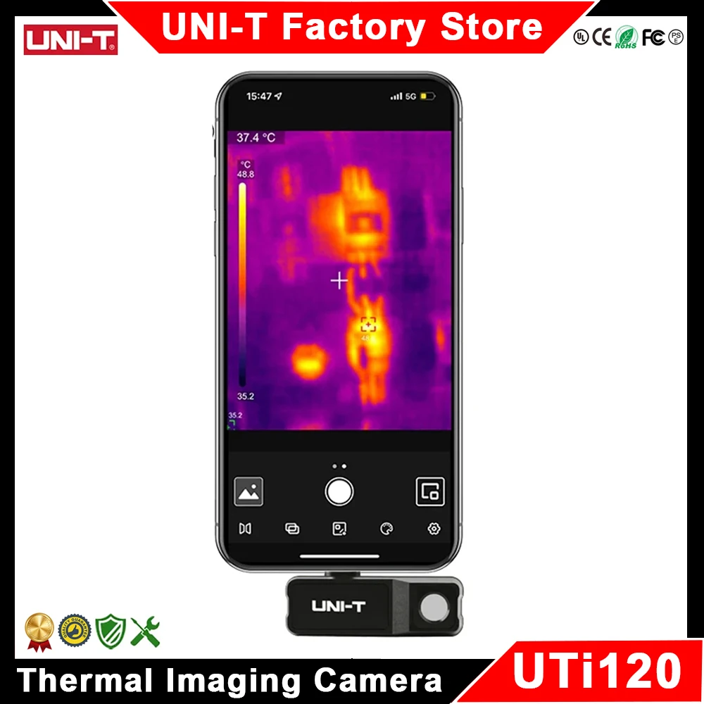 UNI-T UTi120 Mobile UTi120MS Thermal Camera for iPhone Android Phone Infrared Imaging Thermal Imager (not for iPhone Type-C)