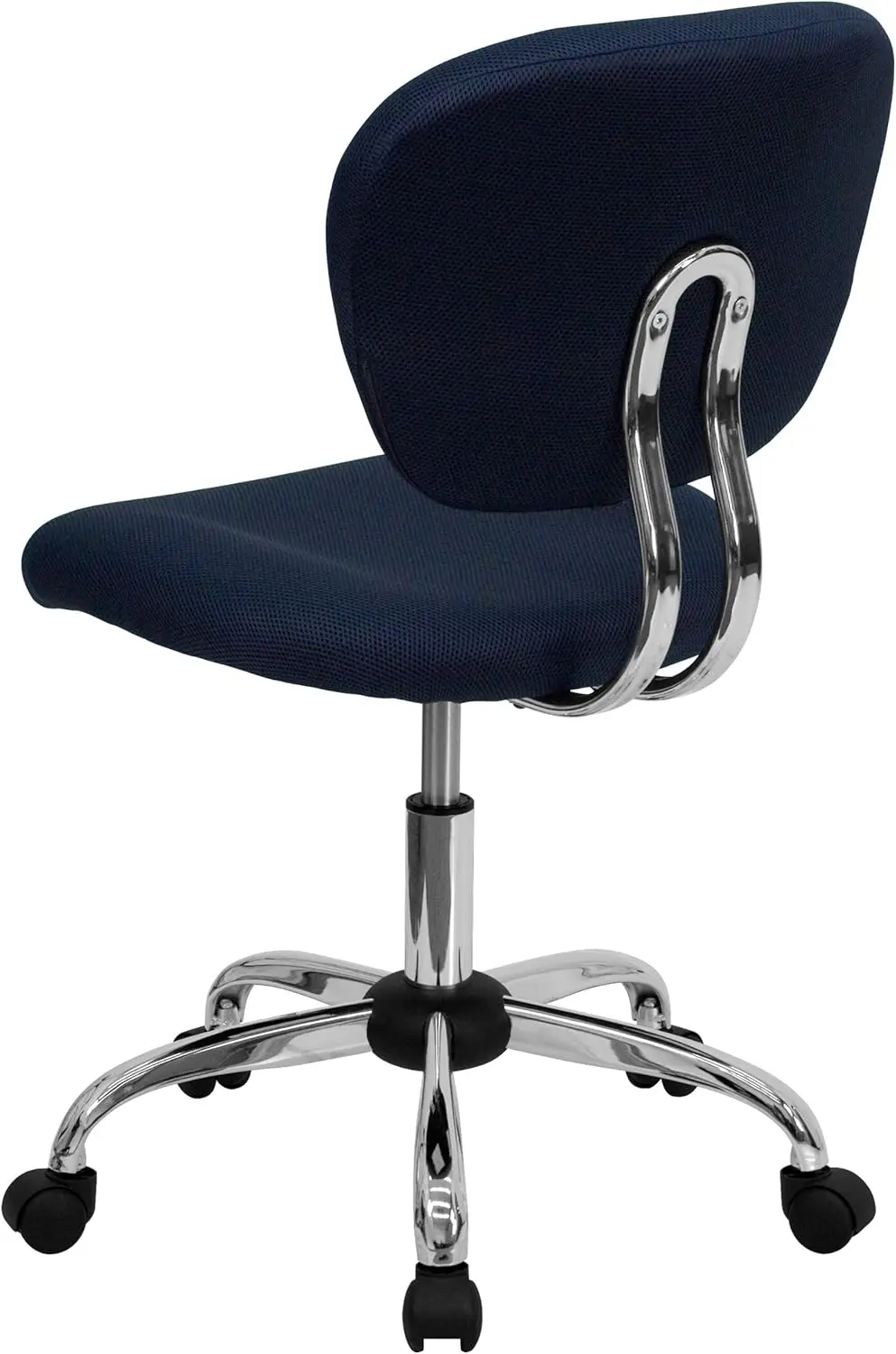 Mobili Beverly sedia da ufficio girevole imbottita in rete blu Navy con schienale medio con Base cromata