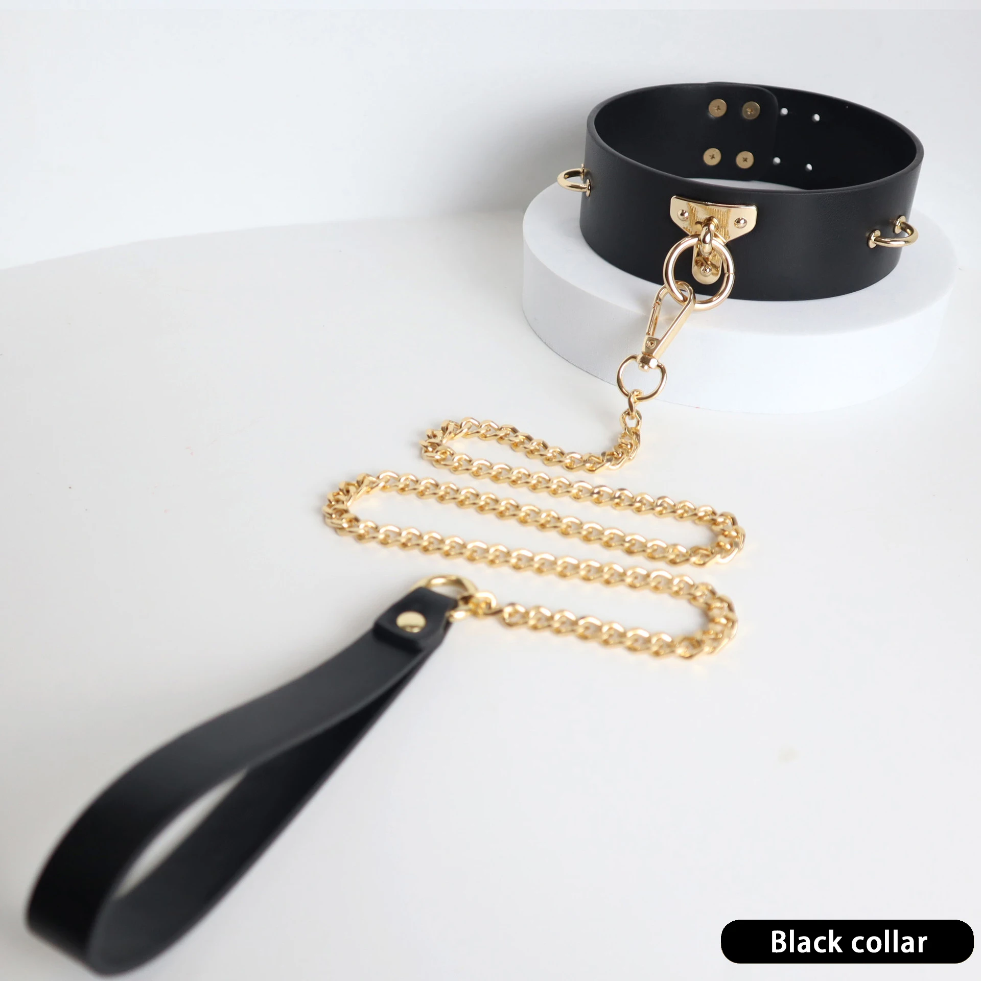 KAKA SM collar handcuffs leather bondage couple femdom props adult bondage collar strap traction sex items - Image 3