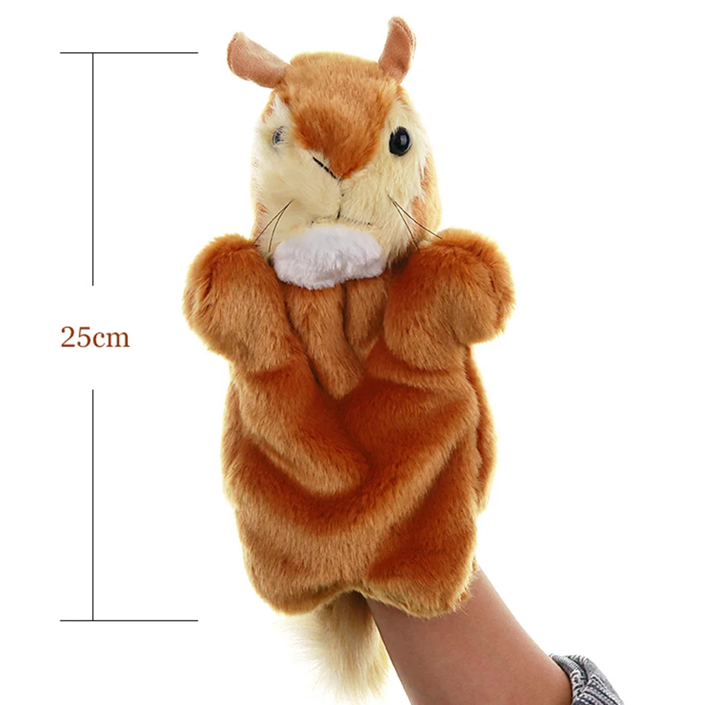 2 Count Kids Finger Plush Toy Hand Puppet Parent-child Squirrel Toys Brown