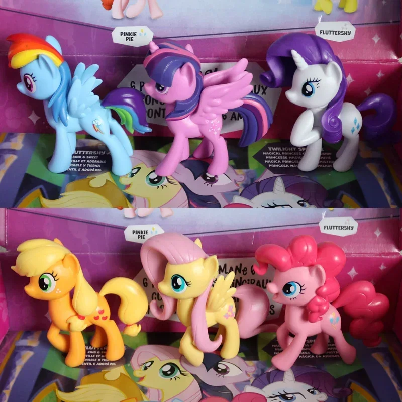 Hasbro My Little Pony Meet The Mane 6 Ponies Twilight Sparkle Rainbow Dash Rarity Doll Gifts Toy Model Anime Figures Collect