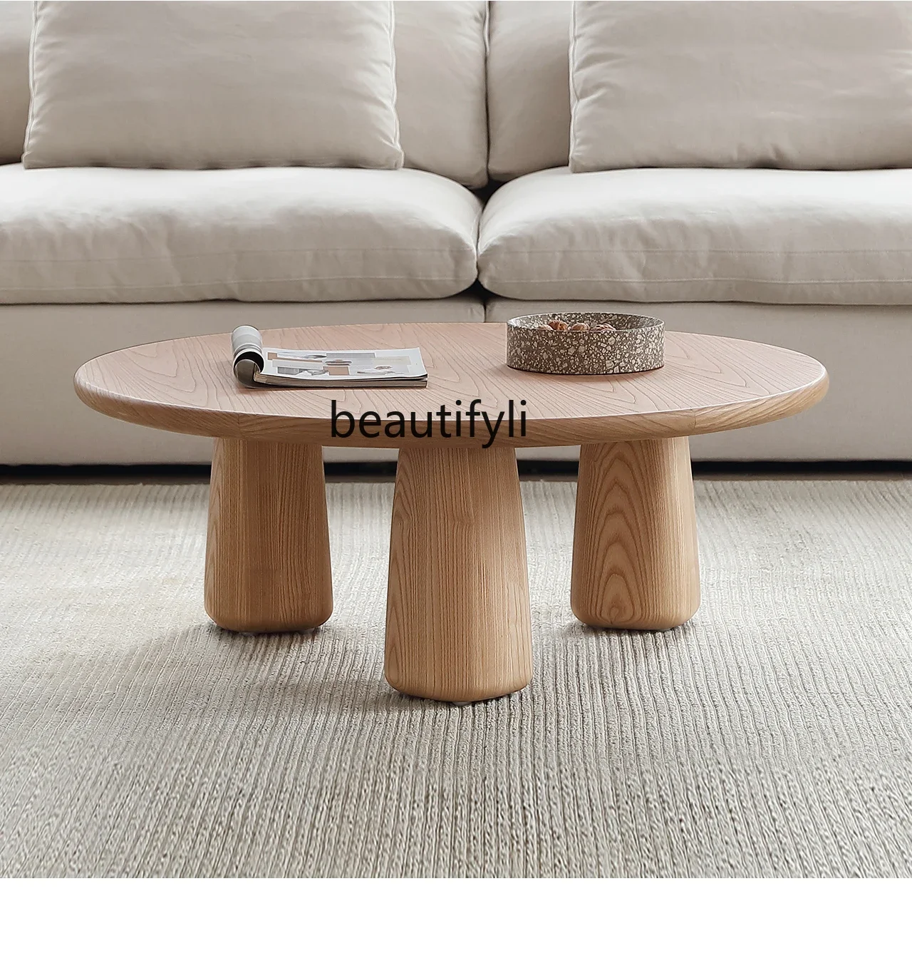 

Coffee Table Nordic Retro Log Style Coffee Table Modern Simple Small Apartment Ash Solid Wood