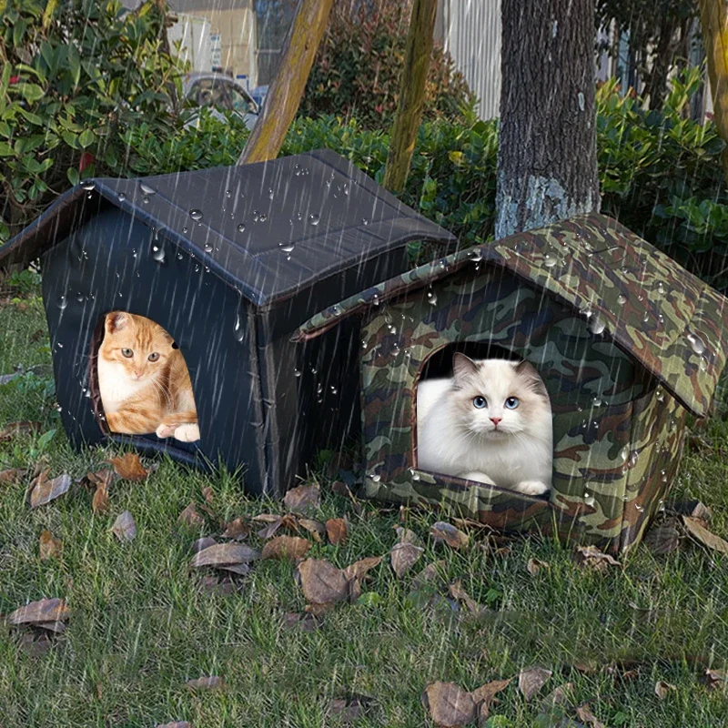 Furrybaby Cat Houses Winter Warm Cat Bed Sleep House Weatherproof Insulated Feral Houses for Outdoor Cats, Easy to Put Together