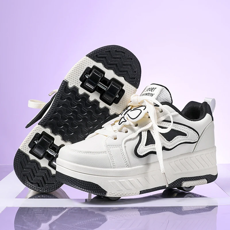 

Детские роликовые коньки, новые съемные четырехколесные модные кожаные нежные аксессуары на шнуровке, удобные коньки для детей