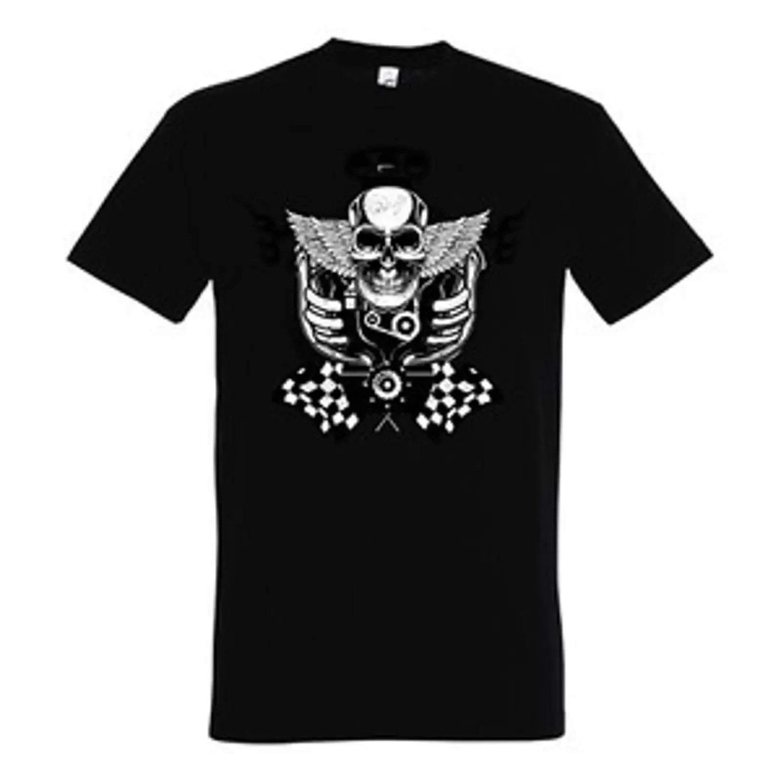 Herren T-Shirt Skull Motor Männer Fun Motiv Biker Liebhaber Cool Skelett Schädel Vintage Washed Homme Top für den Alltag