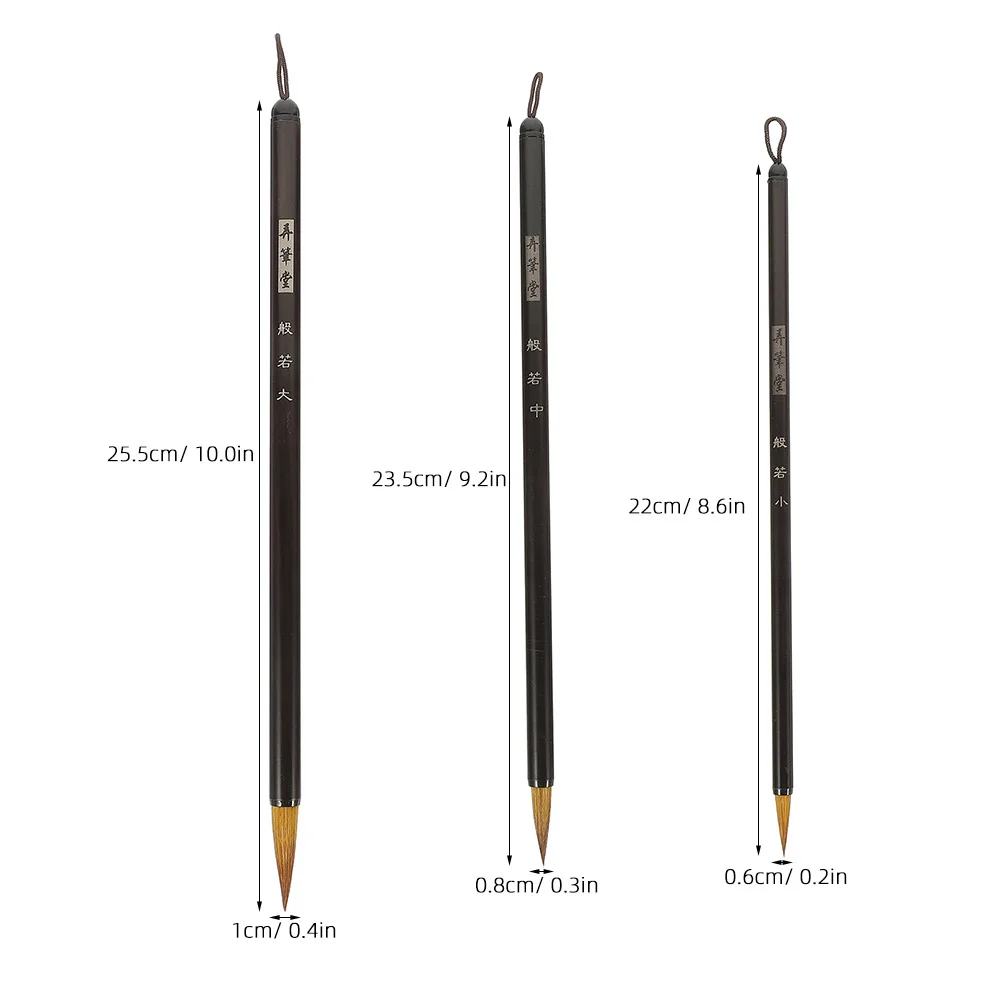 6Pcs Traditional Chinese Calligraphy Brush Set Wolf Hair Fine Tip Soft Flexible Bristle for Ink Painting Writing Line Drawing