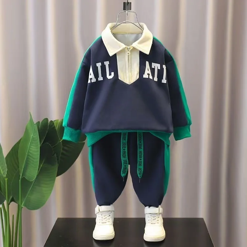 

2-9 Years Boys Spring and Autumn Childrens Set New Cotton Boys Casual Sports Shirt Pants Two Piece Set Kids Outfits For 90-150cm