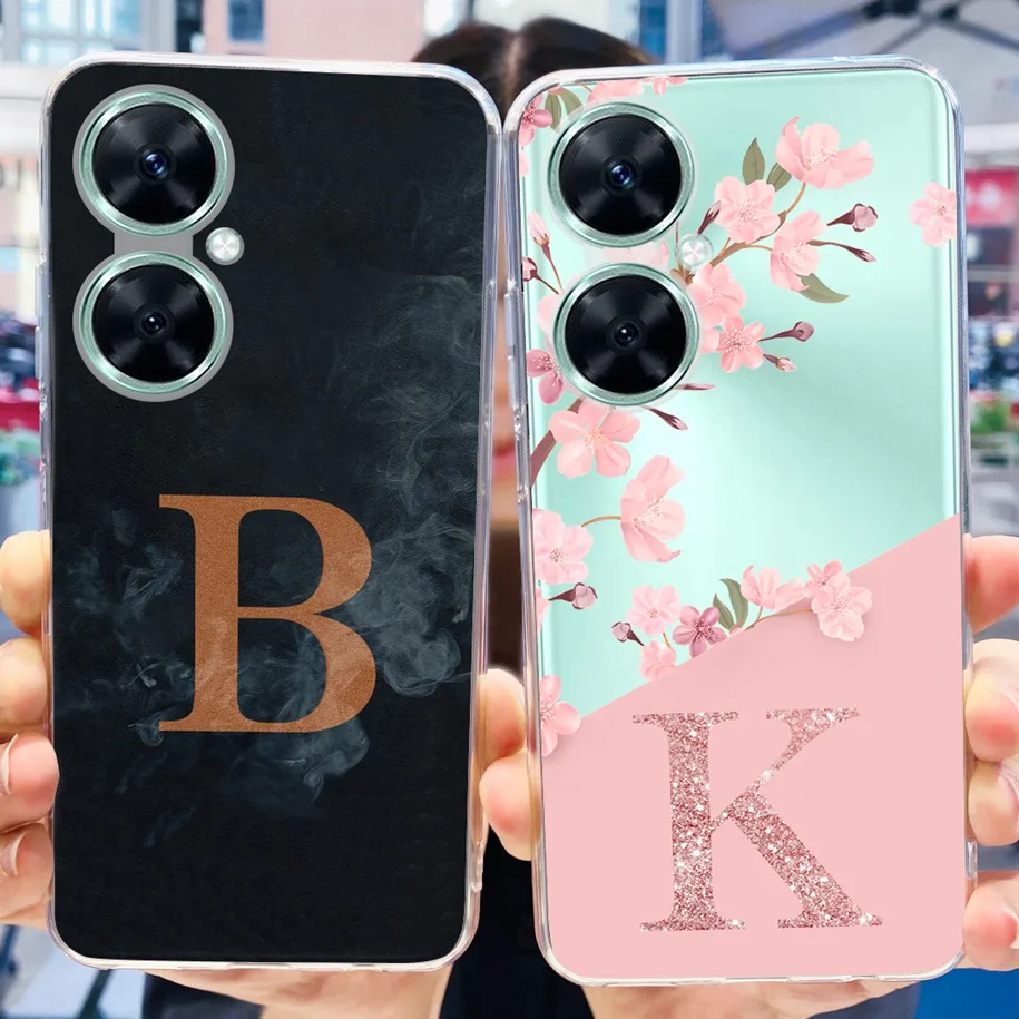 For Huawei Nova 11i Case MAO-LX9 Transparent Cover Fashion Flower Letters Soft Silicone Phone Case For Huawei Nova11i 11 i Coque