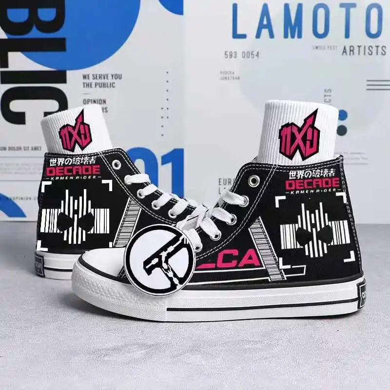 

Kamen Rider Decade Faiz Zero-One Высокие парусиновые туфли на четыре сезона Универсальные повседневные туфли на плоской подошве Подарок другу на праздник