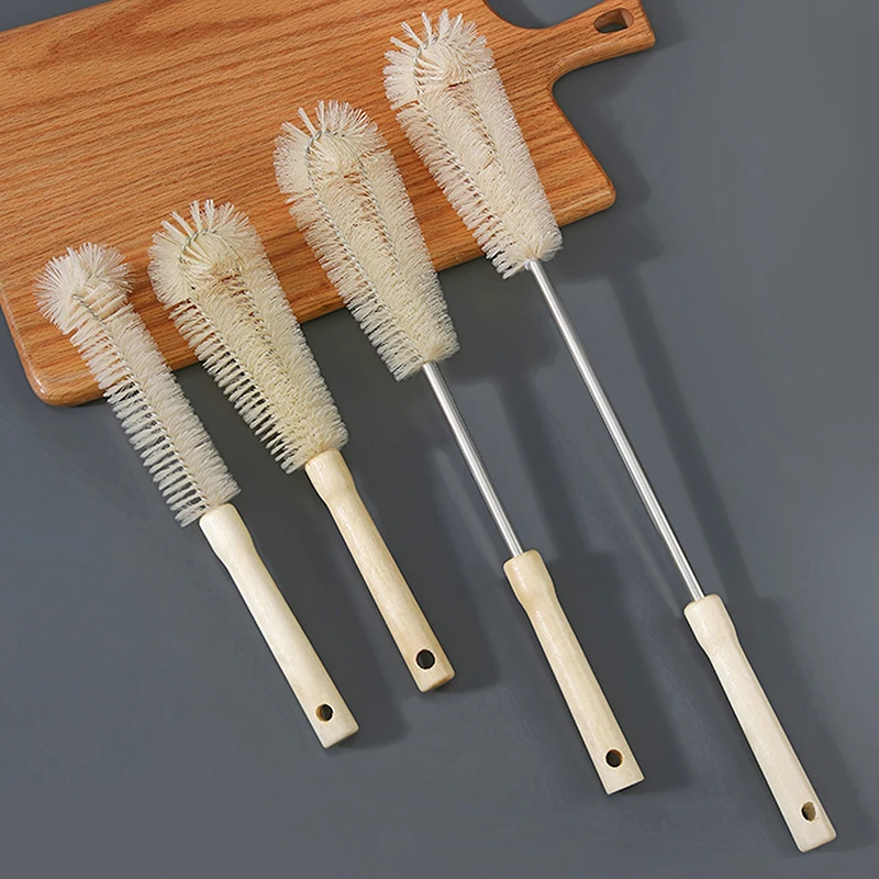 Kitchen Cleaning Tools Drink Bottles Glass Scrubbers Cleaning Brush Wooden Bottle Cleaning Brush With Long Handle