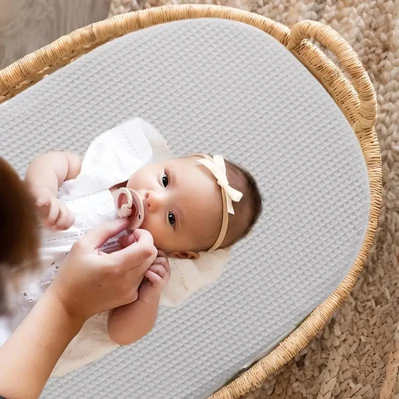 97BE Cotton Fitted Sheet for Baby Boys Girls Breathable Bassinet Sheet Cover Case for Rectangle, Oval Pad