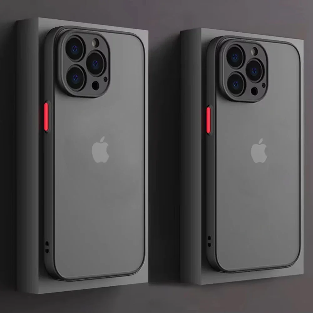 

Противоударный матовый чехол для iPhone 11, 12, 13, 14, 15, 16 Pro Max Mini Plus, роскошный силиконовый бампер, прозрачный жесткий чехол из ПК, задняя крышка Capa