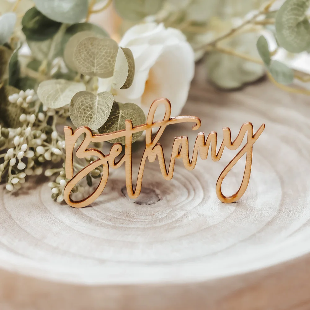 10pcs Custom Weeding Place Name Decoration Table Tags Personalized Wood Names Settings Guest Party Sign Gold Arcylic Calligraphy