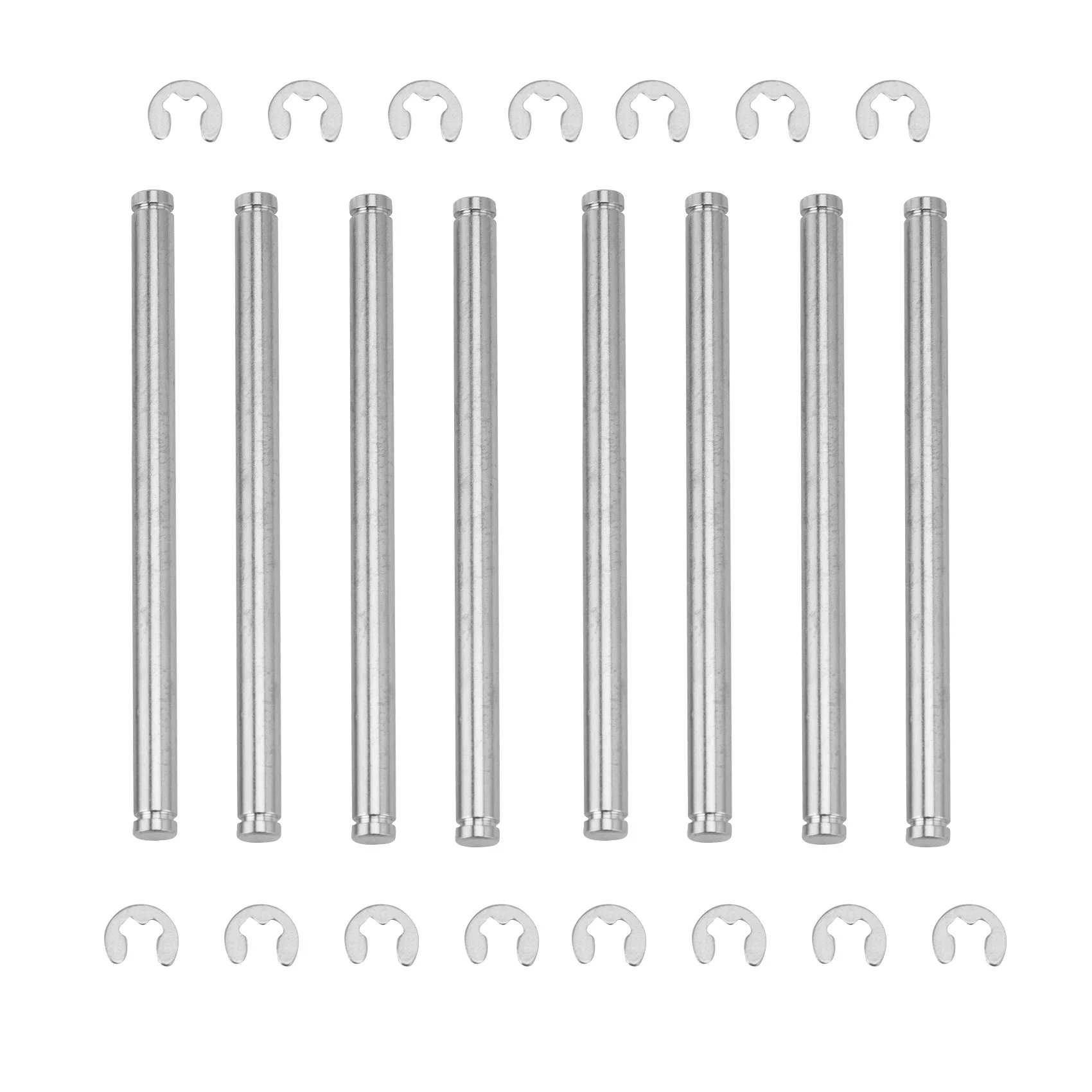 8Pcs Suspension Pins 44mm with E-Clips for 1/10 Traxxas Rustler Stampede Bandit Slash 2WD Nitro Slash Upgrade Parts