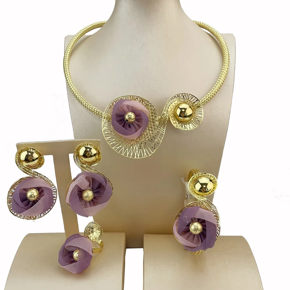 New Fashion High Quality Brazilian Handmade Flower Jewelry Sets for Women FHK20653