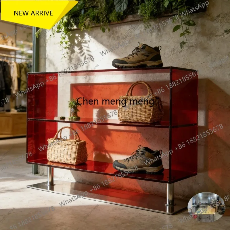 

G153 Women's clothing store acrylic display cabinet floor-to-ceiling clothing store shoe bag display rack shoe store shelf