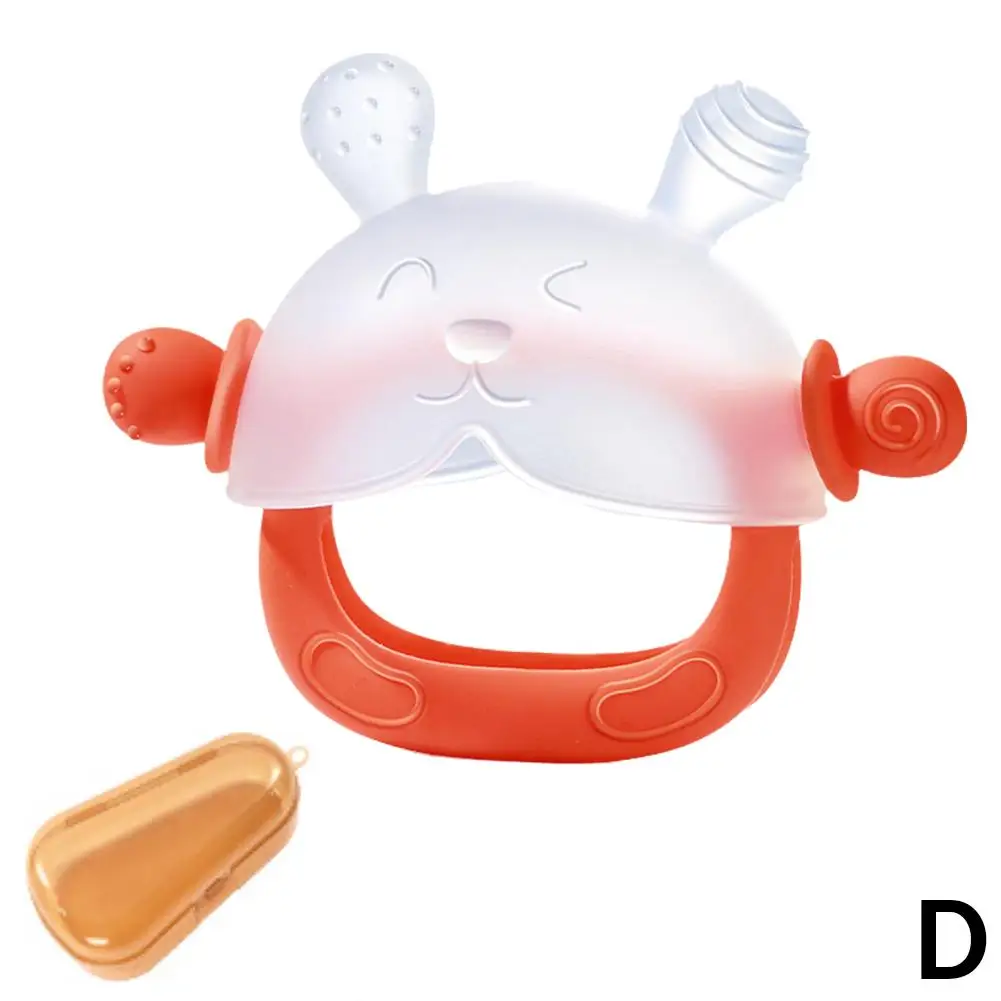 Bebê mordedor coelho líquido silicone mascar brinquedo de grau alimentício calmante dentição conjunto mão fervido chupeta segura para bebês 10cm i9w2