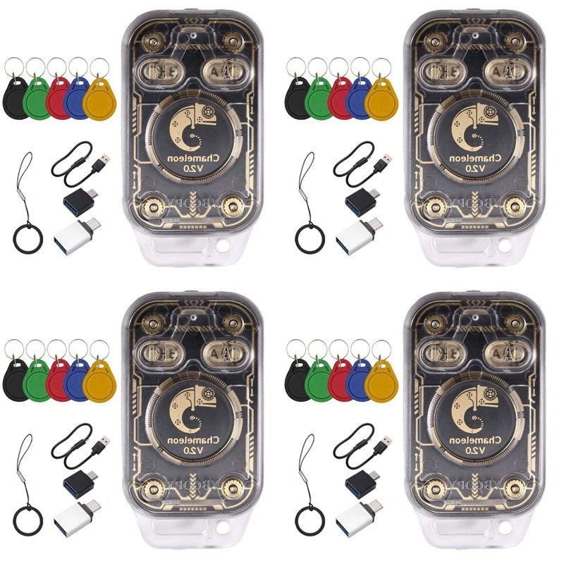 4X Chameleon V2.0 RFID Smart Chip Reader Emulator Duplicator 125K 13.56Mhz Card Decode+20Xuid Keychain
