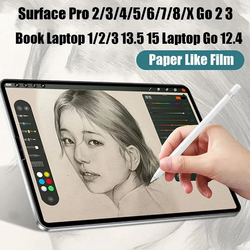 1PC Like Paper Screen Protector for Microsoft Surface Pro 8/7/6/5/4/3/2 X Go 2 3 For Surface Laptop Go 12.4 Book 1 2 3 13.5 15