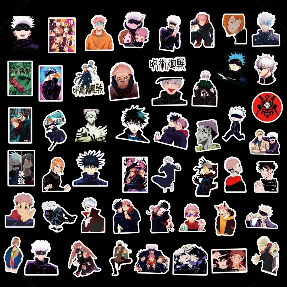 50Pcs Anime Jujutsu Kaisen Stickers for Laptop Luggage Skateboard Scrapbook Motorcycle DIY Waterproof Graffiti Sticker Toys Gift