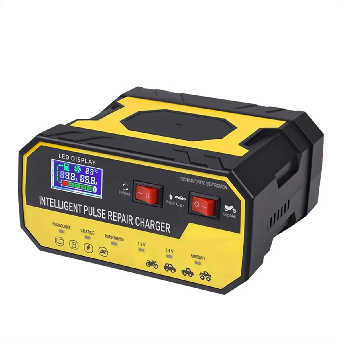 COFA Universal Car Battery Charger 12v24v Intelligent Repair Motorcycle Battery Fully Automatic Fast Charger EU PLUG