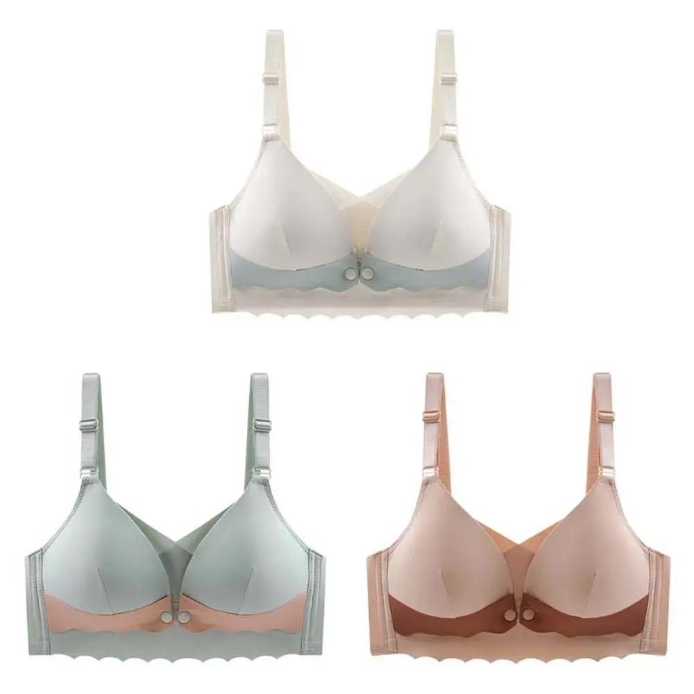Беспроводной бюстгальтер с глубоким V-образным вырезом и пряжкой спереди, облегающий противоударный нижнее белье пуш-ап, нижнее белье со сборками груди, бюстгальтер с большой чашкой для мам