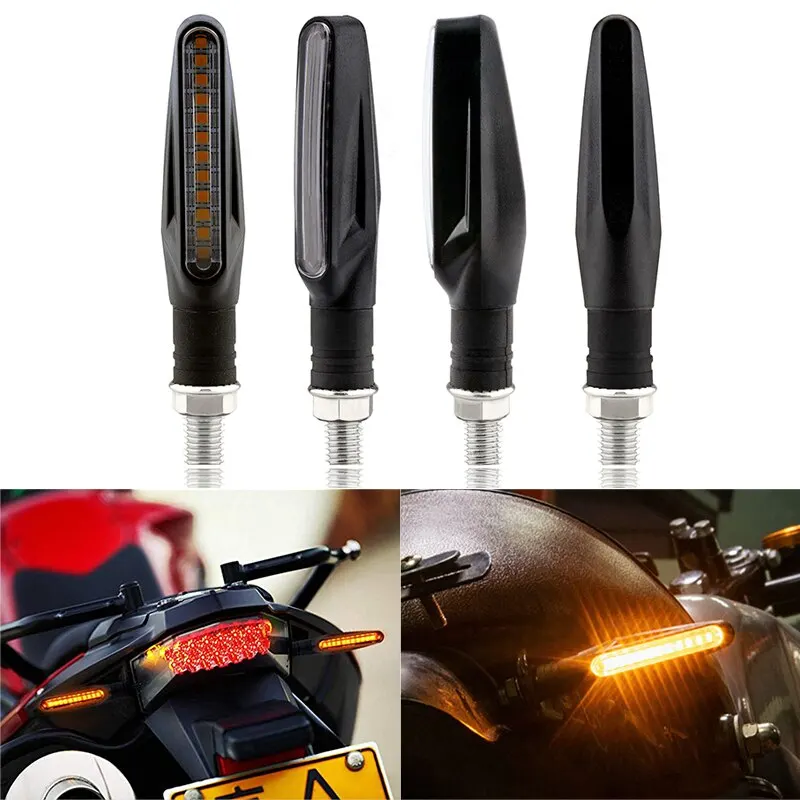 2PCS Motorcycle LED Turn Signal Light Universal DRL Amber Flowing Blinker Indicator Motorcycle Flashing Light Tail Lamp 