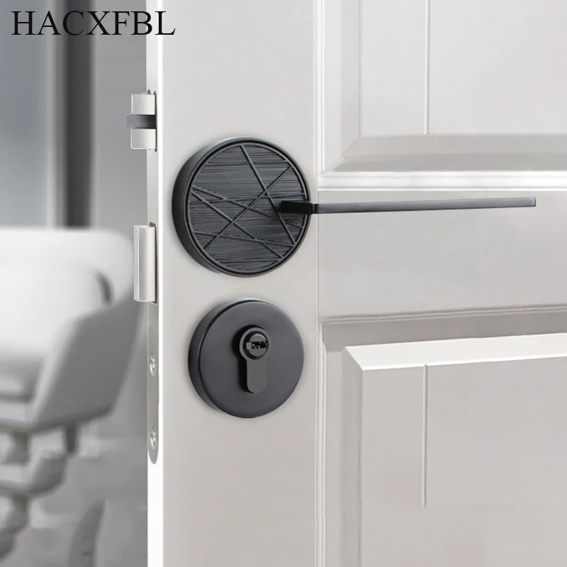 

Zinc Alloy Silent Security Bedroom Door Lock Luxury Double-sided Handle Door Lock Furniture Hardware Mechanical Locks With Key