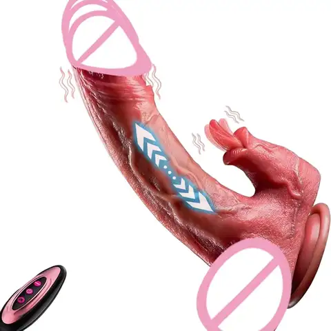 9 Inch Realistic Dildo with Powerful Suction Cup USB Charging G-Spot Stimulation Thrust Function Remote Control 10 Telescopic & Vibration Modes for Couples Men Women