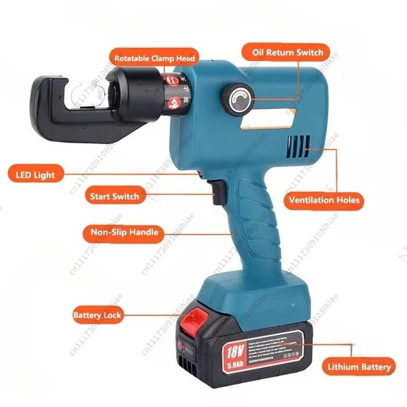 Hydraulic Crimping Tool 4-70mm² Electrician Pliers for Copper Aluminum Terminal18V Lithium Battery