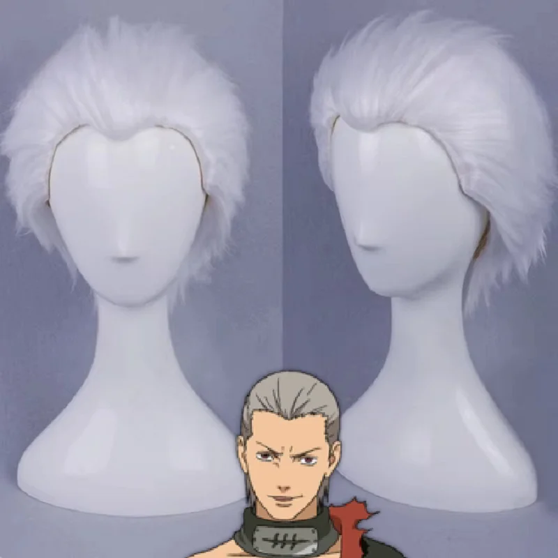 JP Anime Akatsuki miembro Hidan Cosplay disfraz pelo Anime sombreros plata peluca blanca corta