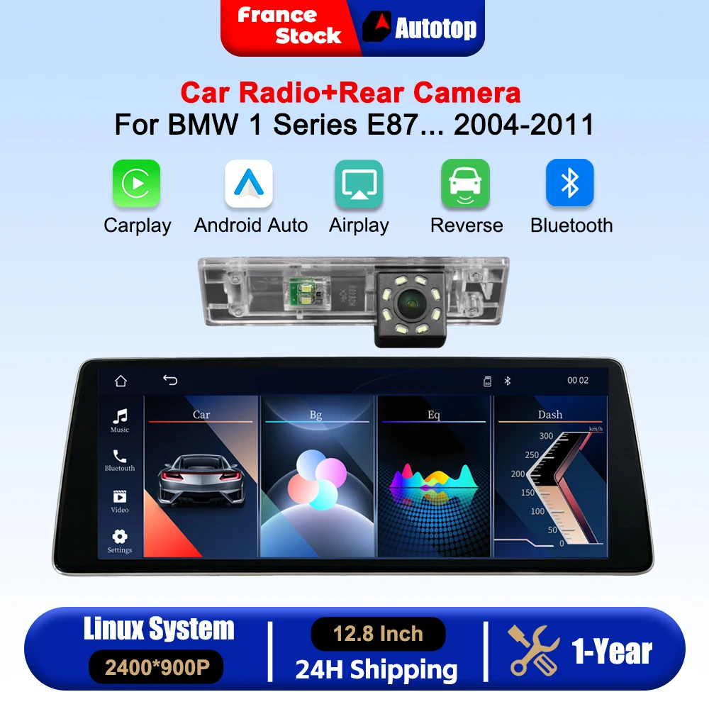 12.8 Inch Wireless CarPlay Android Auto Touch Screen For BMW 1 Series E81 E82 E87 E88 2004-2011 CCC No Original Screen Car Intelligent Systems Smart Car Radio With Rear Camera Multimedia Bluetooth GPS Navigation Autolink Navi Mirror Link AirPlay