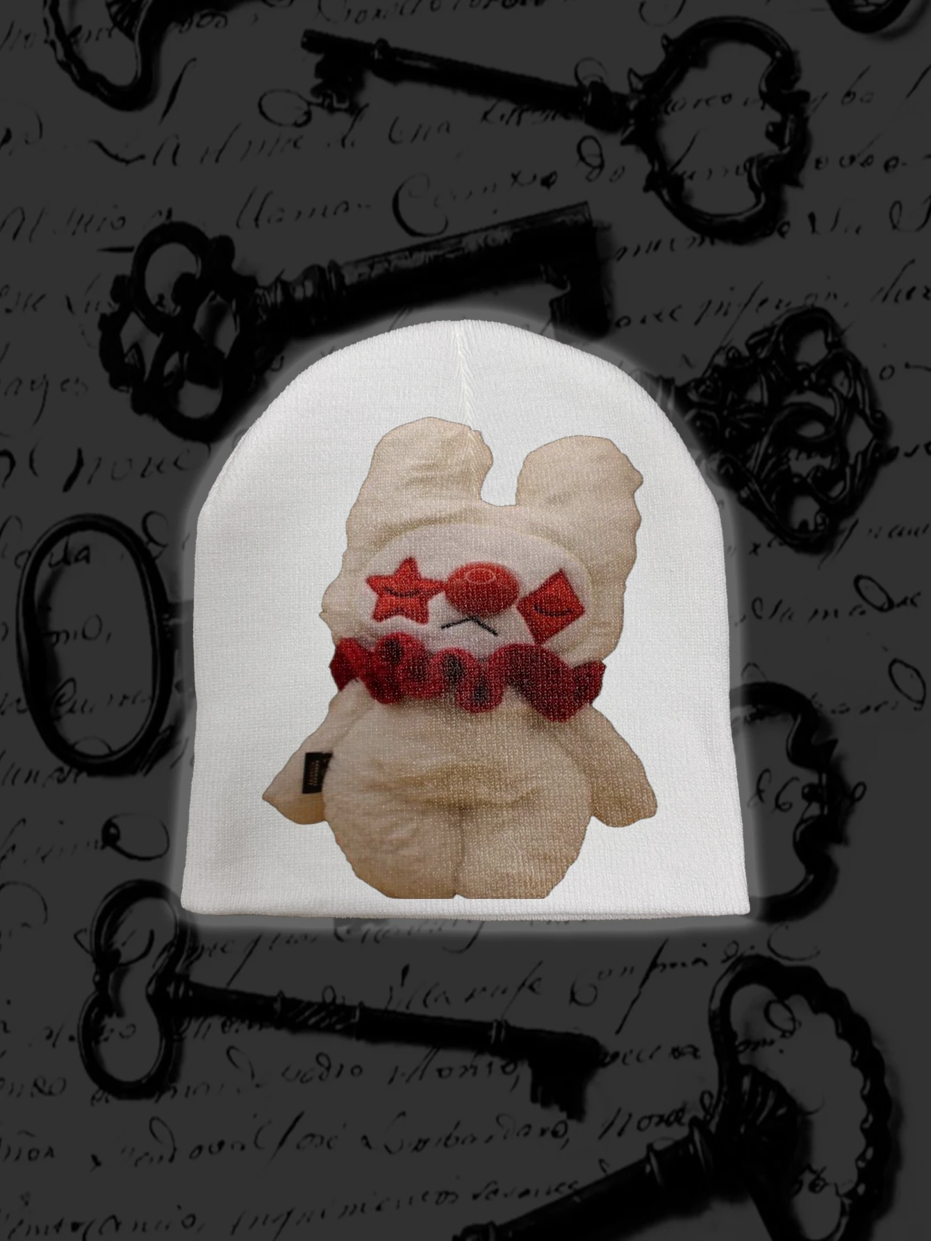 القوطية لطيف المومياء الأرنب طباعة قبعة صغيرة قبعة المرأة هالوين الرعب الكرتون نمط محبوك الدافئة الخريف الشتاء موضة أغطية الرأس