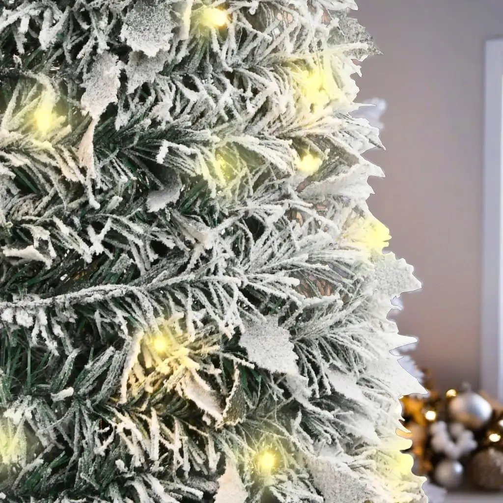 

Flocked Artificial Christmas Tree - 82.7in Pop-up with 200 LEDs for Instant Holiday Decor