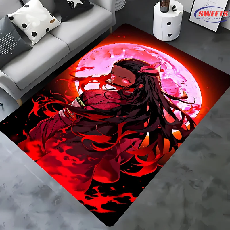 NO.1 Classic Demon Slayer Kamado Nezuko Theme Carpet,Living Room Bedroom Office Kid Room of Choice,Non-slip Machine Washable Mat