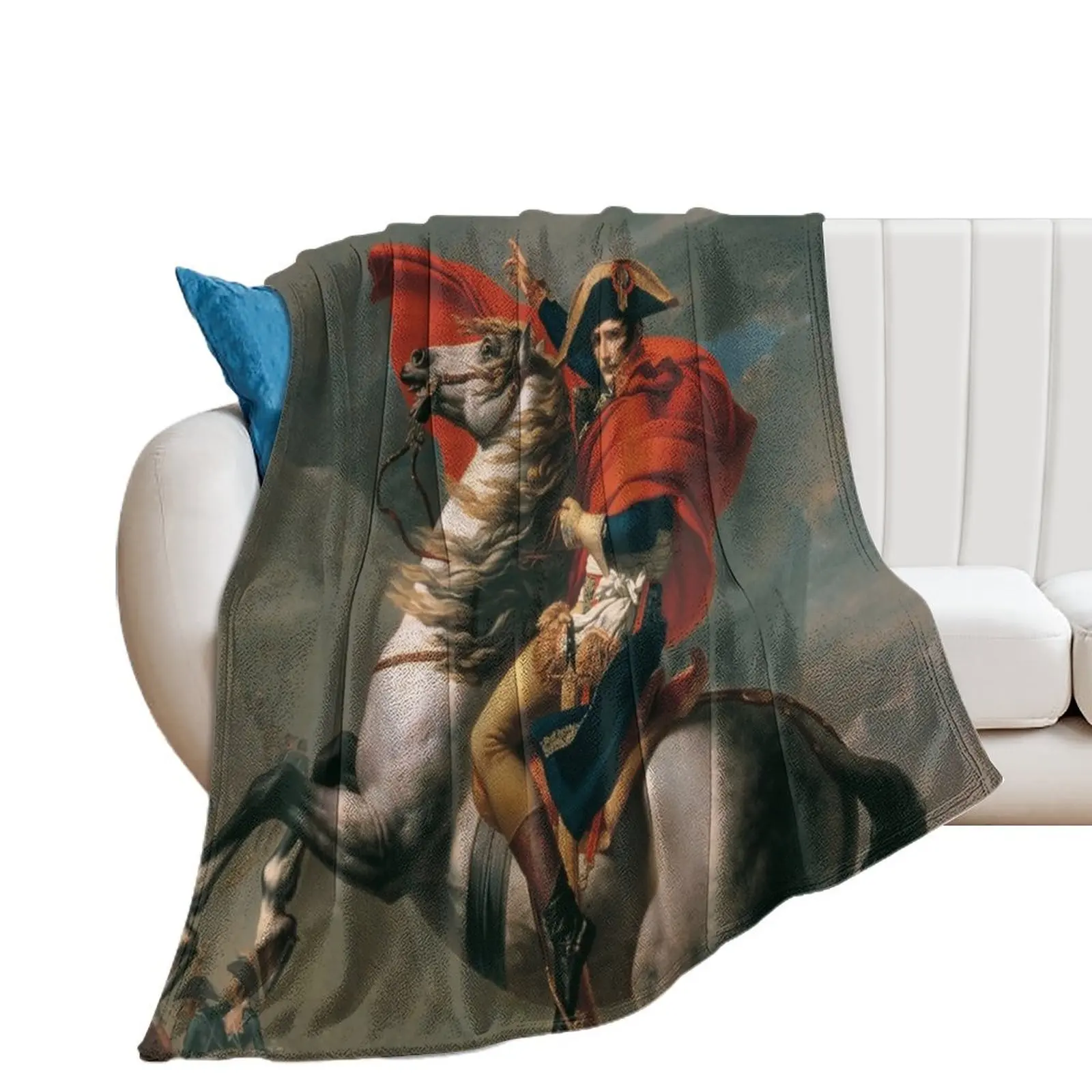 Napoleon Bonaparte Crossing the Alps, Belvedere version by Jacques-Louis David Throw Blanket Sofa Quilt for winter Blankets