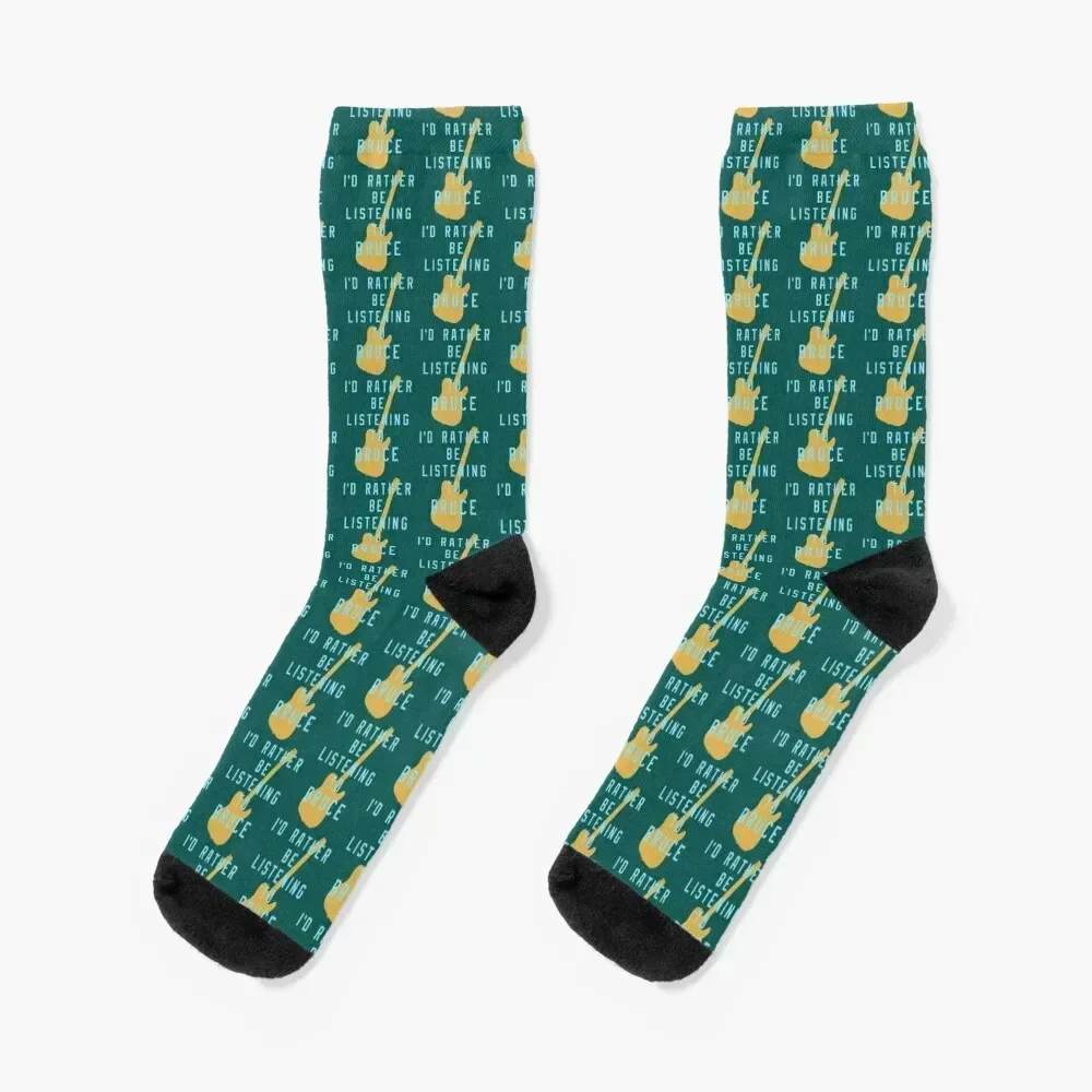 

I_d Rather Be Listening to BruceFitted Scoop Socks men cotton high quality cotton new in's Climbing Luxury Woman Socks Men's
