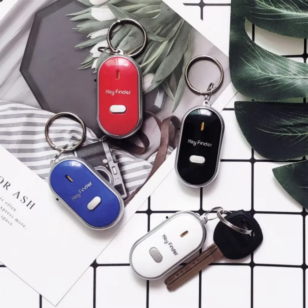 Anti-Lost Key Finder Keyring Flashing Beeping Alarm Key Locator Sound Control Smart Finder With LED Whistle Women's Men's Gift