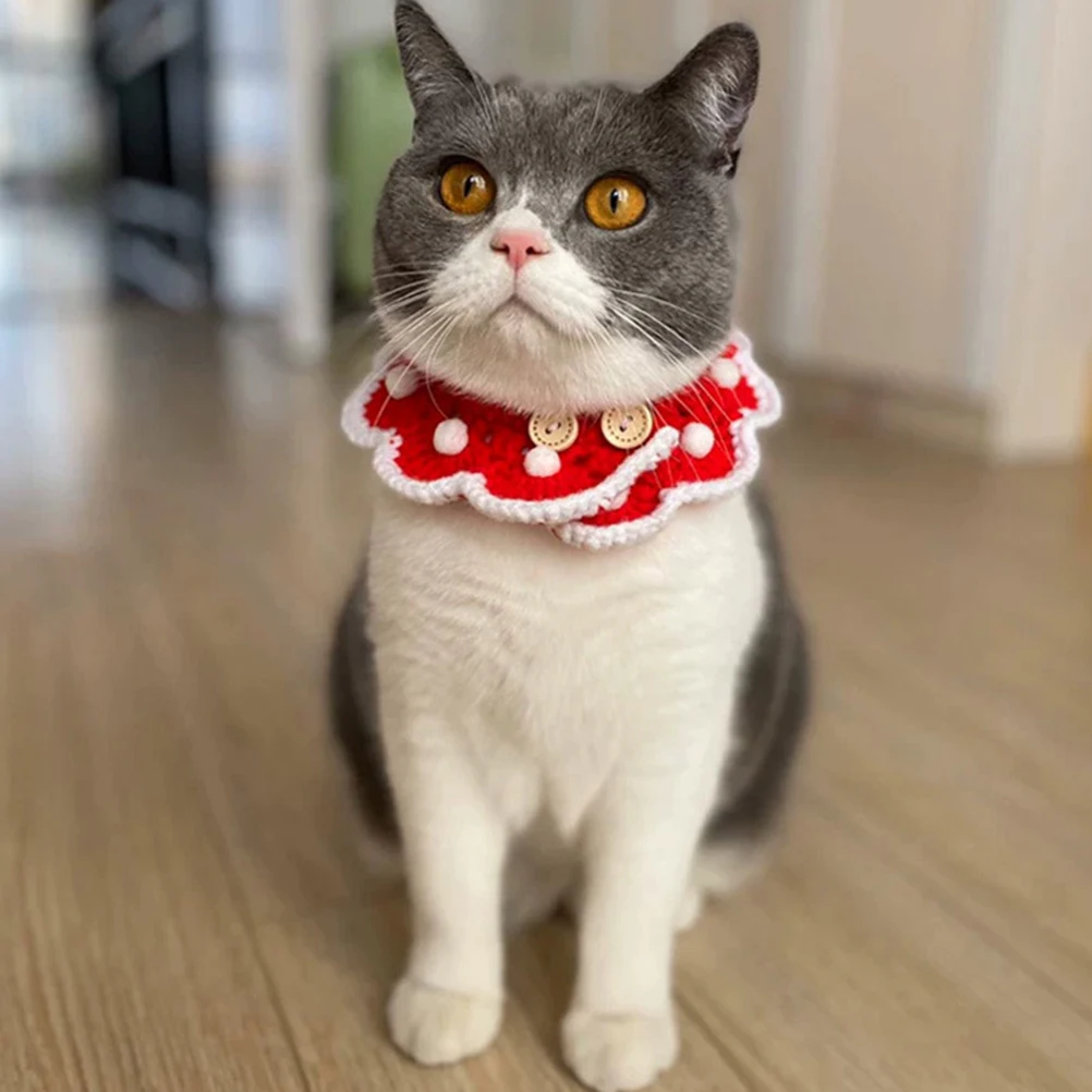 

Scarf Cat Collar Knitting Style Christmas Puppy Scarves for Girl Cats Bib Easy Wear Comfortable Clean Dog Accessories Pet