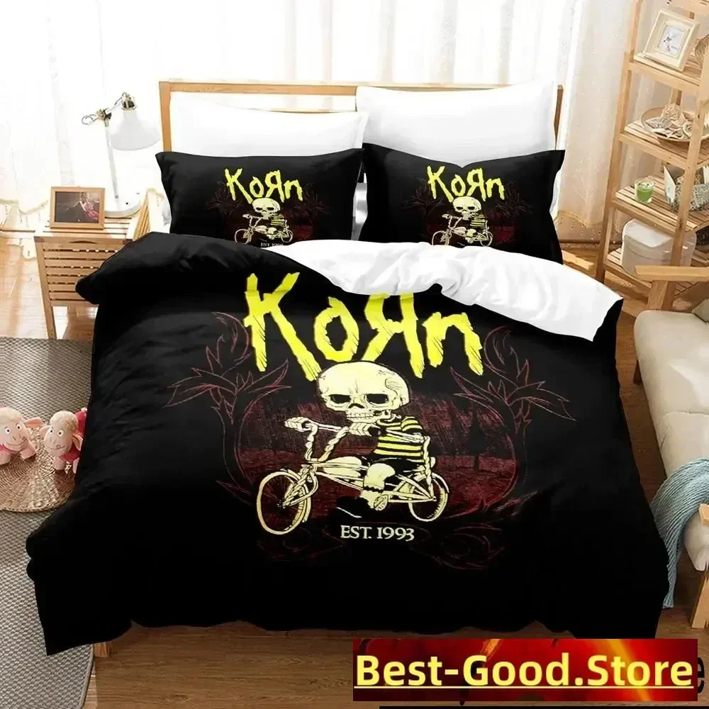 

3D Print Korn Rock Bedding Set Duvet Cover Bed Set Quilt Cover Pillowcase Comforter king Queen Size Boys Adult Bedding Set